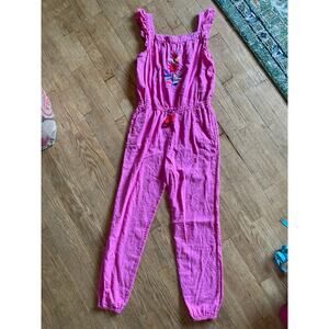 Boden Pink Ruffle Sleeve Embroidered Romper Size 15-16Y